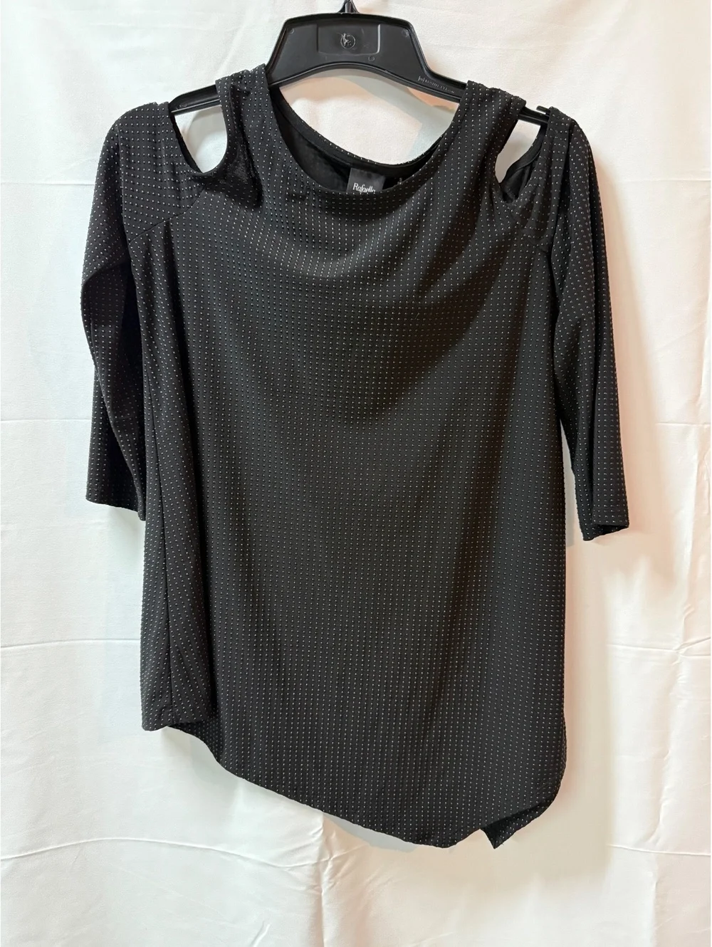 Rafaella Black Cold Shoulder 3/4 Sleeve Top with Stud Detail Size S/P